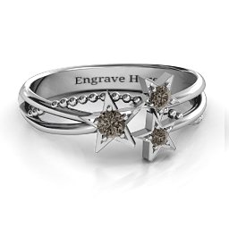 Twinkling Starlight Ring in 925 Sterling Silver with Smokey Quartz