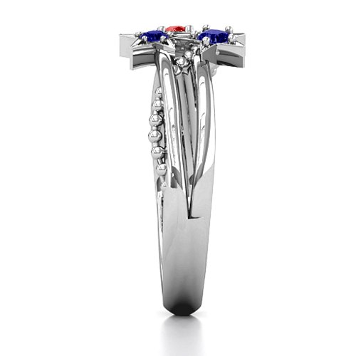 Twinkling Starlight Ring – Sterling Silver with Blue Sapphire and Garnet