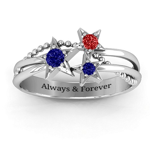 Twinkling Starlight Ring – Sterling Silver with Blue Sapphire and Garnet