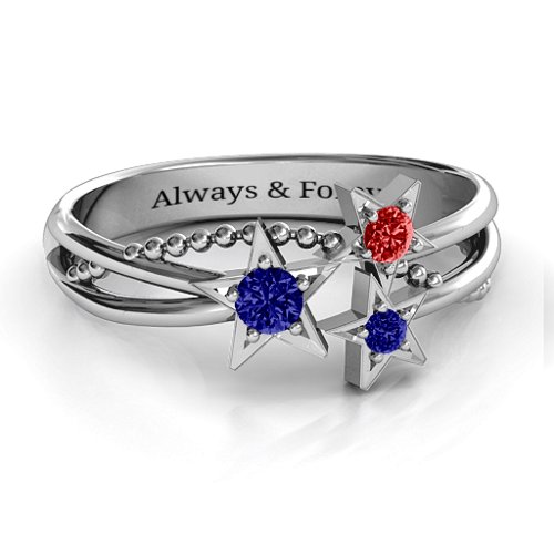Twinkling Starlight Ring – Sterling Silver with Blue Sapphire and Garnet