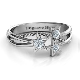 Twinkling Starlight Ring in 10K Solid White Gold with Cubic Zirconia