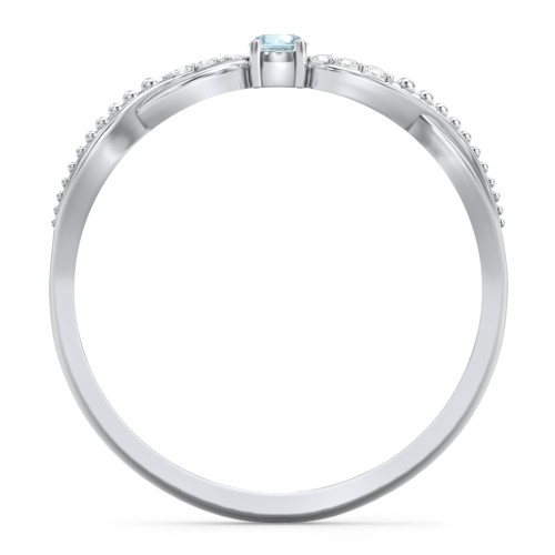 Double Infinity Gemstone Ring with Accents – Sterling Silver with Blue Topaz and White Premium Zirconia