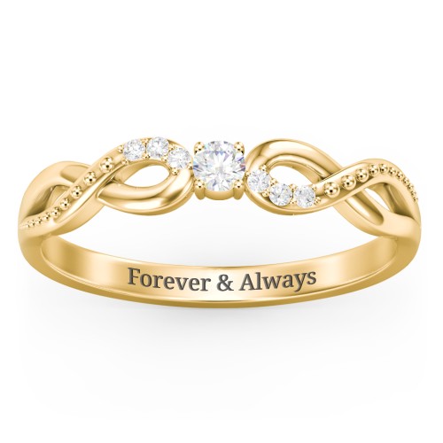Double Infinity Gemstone Ring with Accents – 18K Gold Plated Silver with Diamond