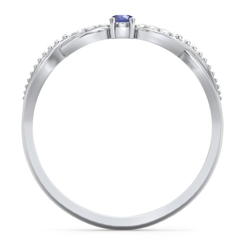 Double Infinity Gemstone Ring with Accents – Sterling Silver with Blue Sapphire and Diamond