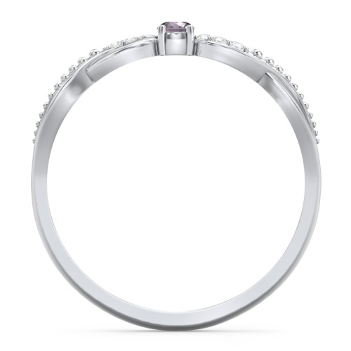 Double Infinity Gemstone Ring with Accents – Sterling Silver with Alexandrite and White Premium Zirconia