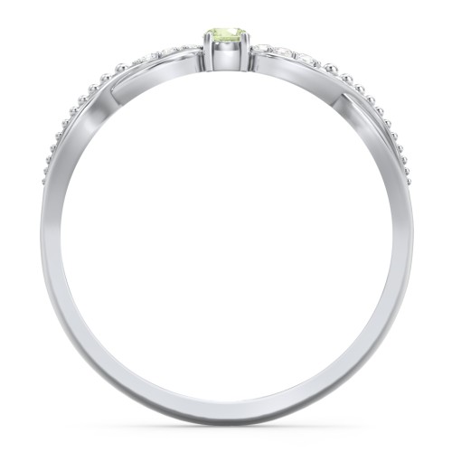 Double Infinity Gemstone Ring with Accents – Sterling Silver with Peridot and Diamond