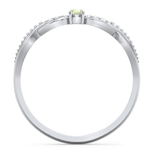 Double Infinity Gemstone Ring with Accents – Sterling Silver with Peridot and White Premium Zirconia