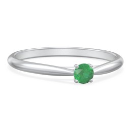 Classic Solitaire Sparkle Ring in 925 Sterling Silver with Emerald