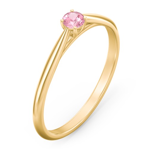 Classic Solitaire Sparkle Ring – 18K Gold Plated Silver with Pink Tourmaline