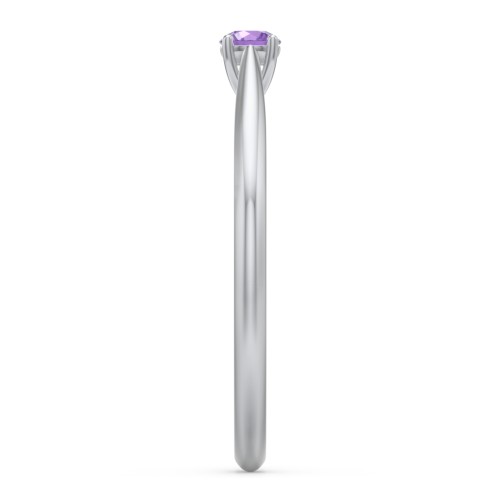 Classic Solitaire Sparkle Ring – Sterling Silver with Amethyst