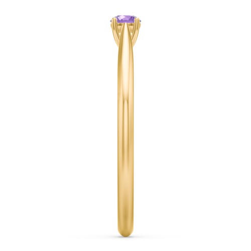 Classic Solitaire Sparkle Ring – 18K Gold Plated Silver with Amethyst