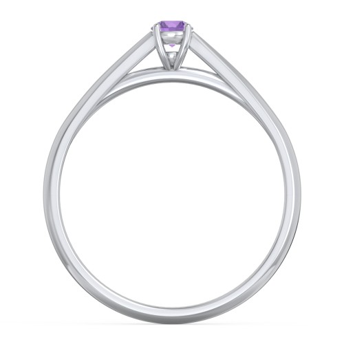 Classic Solitaire Sparkle Ring – Sterling Silver with Amethyst