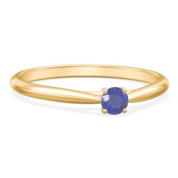 Classic Solitaire Sparkle Ring in 18K Gold Plated Silver with Blue Sapphire