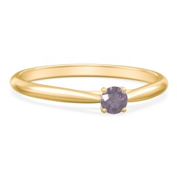 Classic Solitaire Sparkle Ring in 18K Gold Plated Silver with Alexandrite