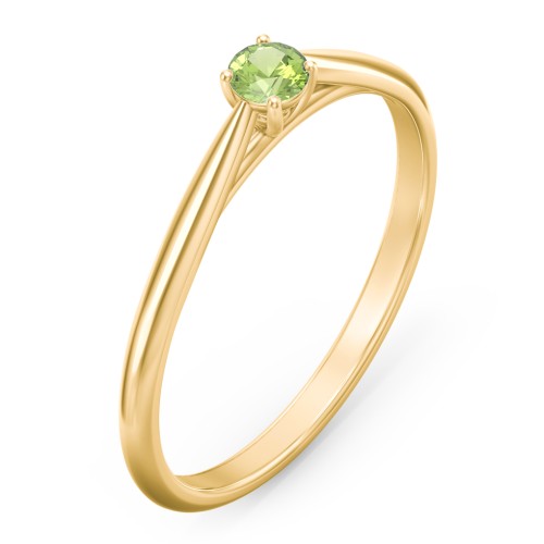 Classic Solitaire Sparkle Ring – 18K Gold Plated Silver with Peridot