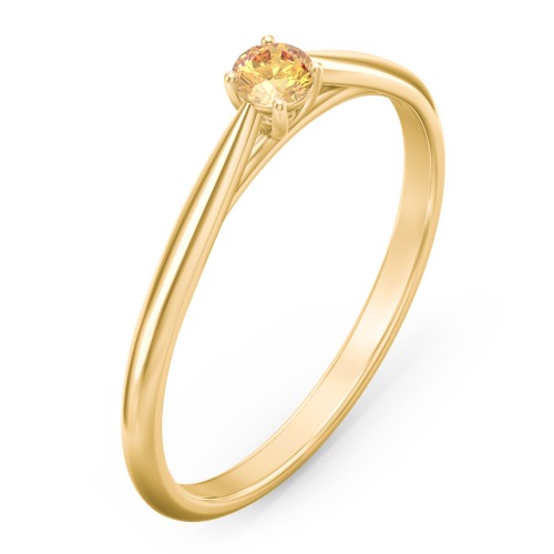 Classic Solitaire Sparkle Ring – 18K Gold Plated Silver with Citrine