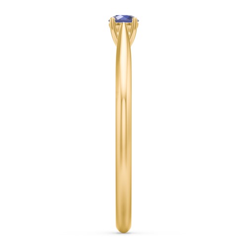 Classic Solitaire Sparkle Ring – 18K Gold Plated Silver with Blue Sapphire