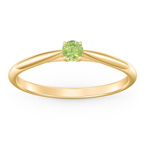 Classic Solitaire Sparkle Ring – 18K Gold Plated Silver with Peridot