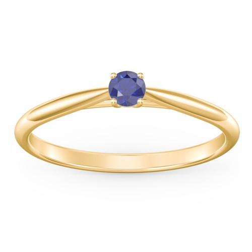 Classic Solitaire Sparkle Ring – 18K Gold Plated Silver with Blue Sapphire