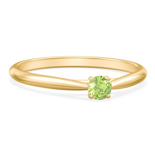 Classic Solitaire Sparkle Ring – 18K Gold Plated Silver with Peridot