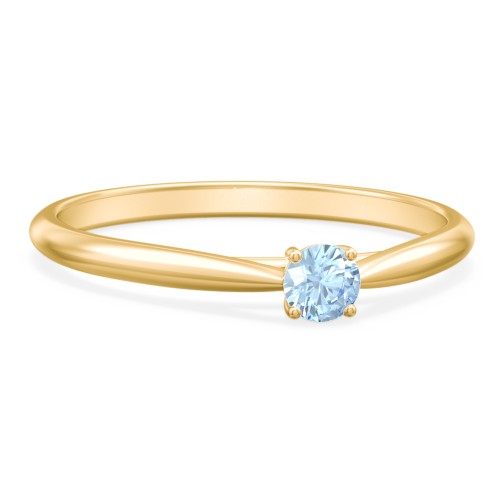 Classic Solitaire Sparkle Ring – 18K Gold Plated Silver with Blue Topaz