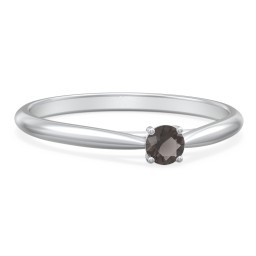 Classic Solitaire Sparkle Ring in 925 Sterling Silver with Smokey Quartz