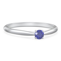 Classic Solitaire Sparkle Ring in 925 Sterling Silver with Blue Sapphire