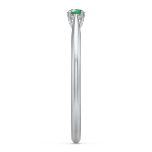 Classic Solitaire Sparkle Ring – Sterling Silver with Emerald