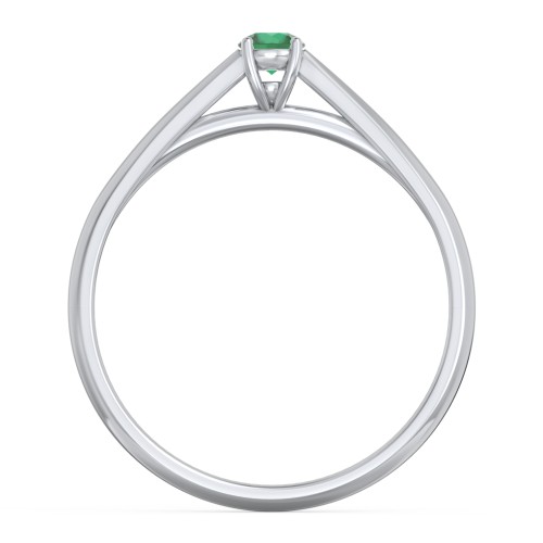 Classic Solitaire Sparkle Ring – Sterling Silver with Emerald