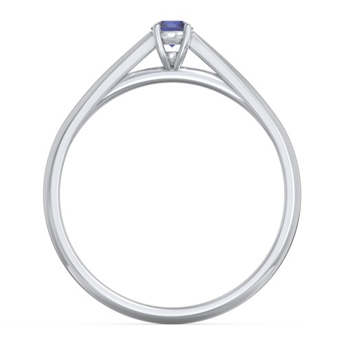 Classic Solitaire Sparkle Ring – Sterling Silver with Blue Sapphire