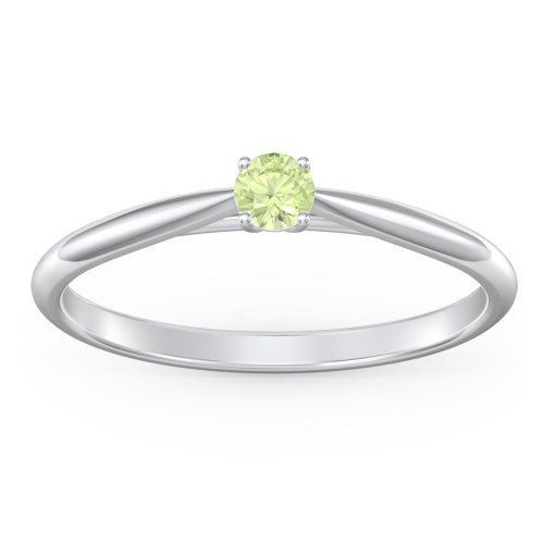 Classic Solitaire Sparkle Ring – Sterling Silver with Peridot