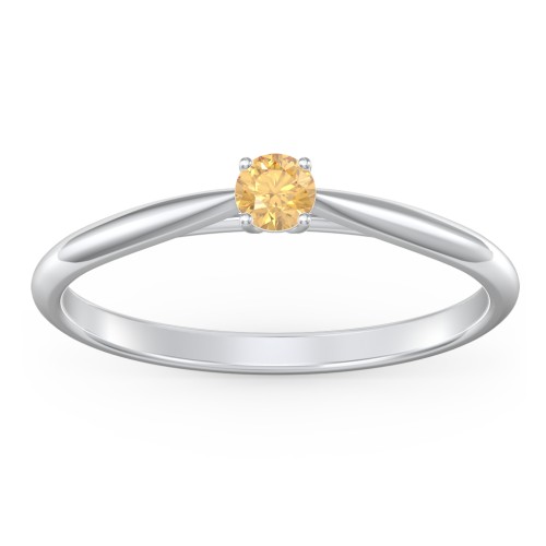 Classic Solitaire Sparkle Ring – Sterling Silver with Citrine