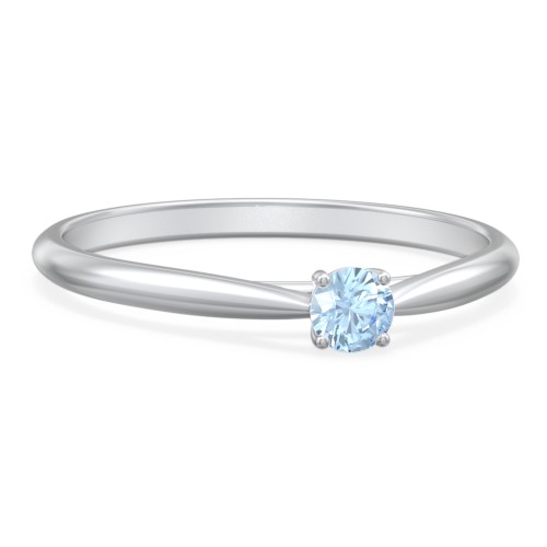 Classic Solitaire Sparkle Ring – Sterling Silver with Blue Topaz