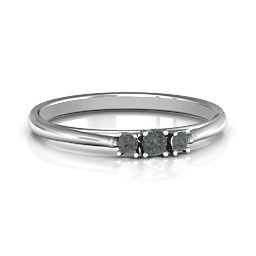 Trinity Ring on Classic Band in 925 Sterling Silver with Alexandrite