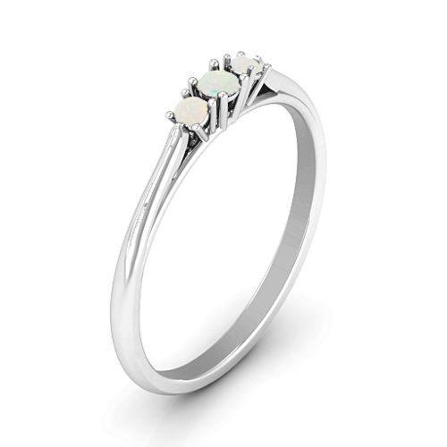 Trinity Ring on Classic Band – Sterling Silver with Opal