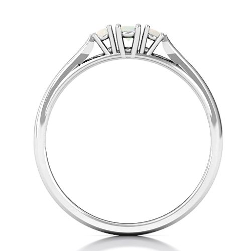Trinity Ring on Classic Band – Sterling Silver with Opal