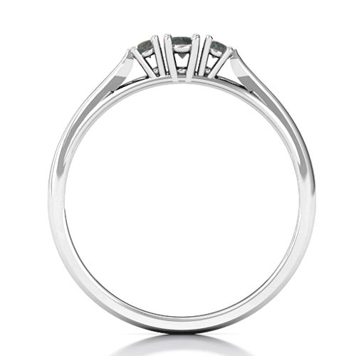Trinity Ring on Classic Band – Sterling Silver with Alexandrite