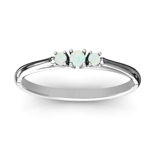 Trinity Ring on Classic Band – Sterling Silver with Opal