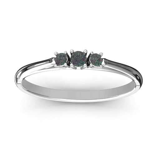 Trinity Ring on Classic Band – Sterling Silver with Alexandrite