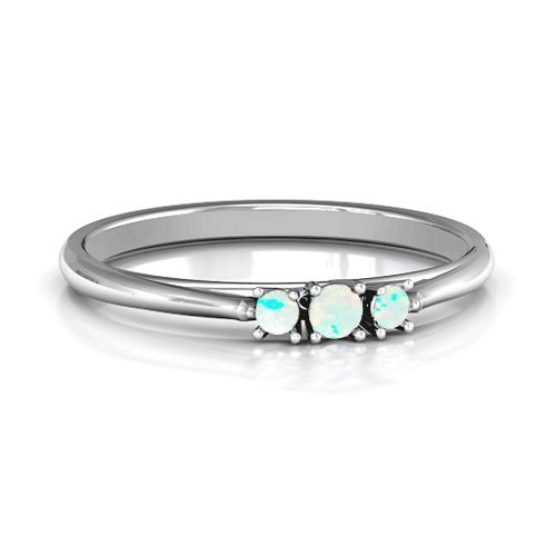 Trinity Ring on Classic Band – Sterling Silver with Opal