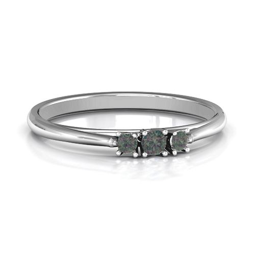Trinity Ring on Classic Band – Sterling Silver with Alexandrite
