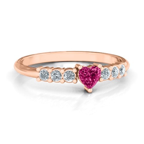Beaming with Love Ring – 10K Rose Gold with Ruby and Cubic Zirconia