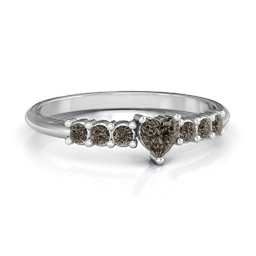 Beaming with Love Ring in 925 Sterling Silver with Smokey Quartz
