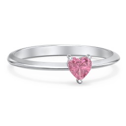 Solitaire Heart Gemstone Ring with Tapered Knife Edge Band