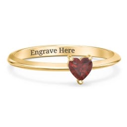 Solitaire Heart Gemstone Ring with Tapered Knife Edge Band
