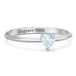 Solitaire Heart Gemstone Ring with Tapered Knife Edge Band