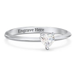Solitaire Heart Gemstone Ring with Tapered Knife Edge Band