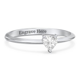 Solitaire Heart Gemstone Ring with Tapered Knife Edge Band