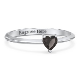Solitaire Heart Gemstone Ring with Tapered Knife Edge Band