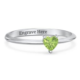 Solitaire Heart Gemstone Ring with Tapered Knife Edge Band